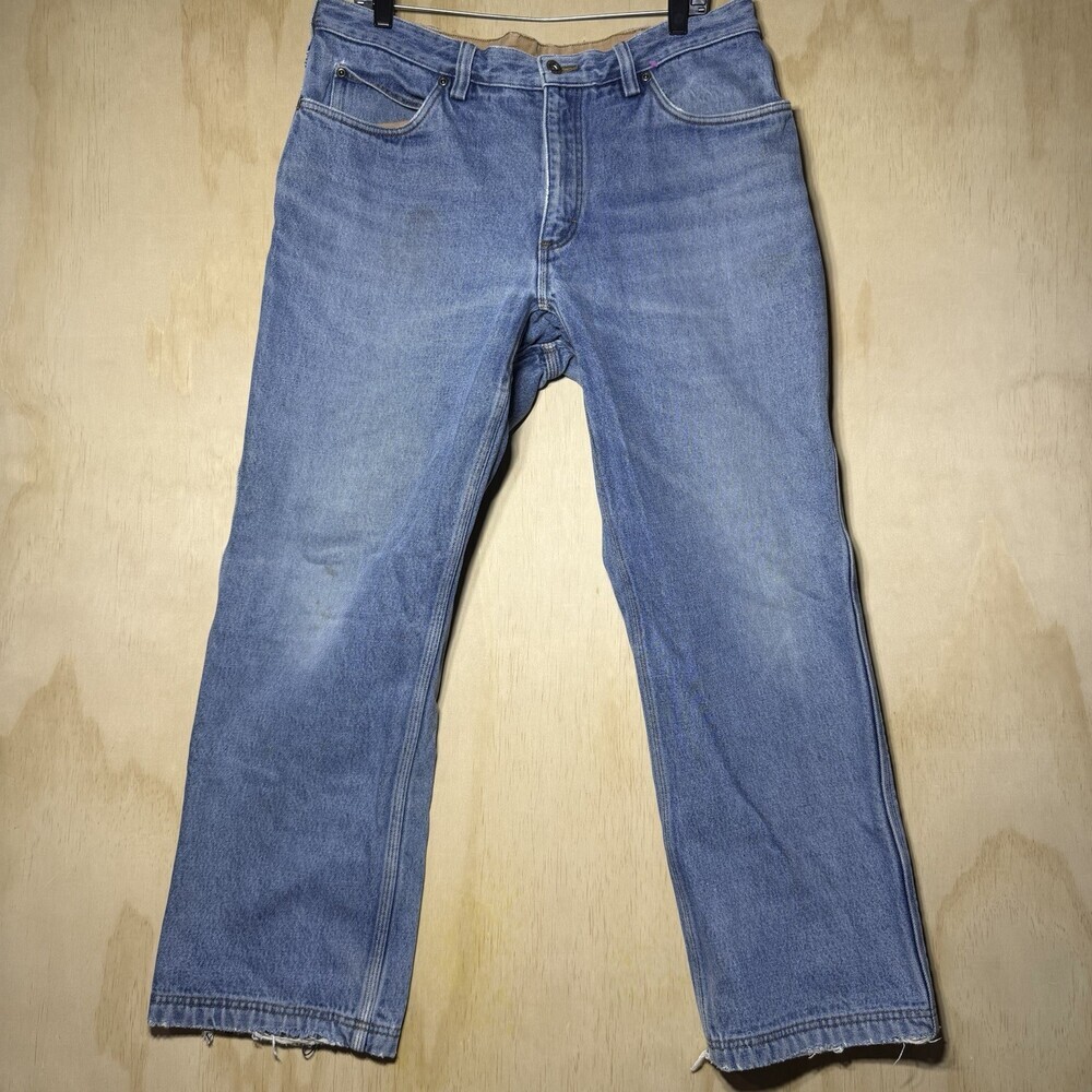 Duluth Trading Co Mens 38x30 Jeans Straight Leg Work Denim USA Made Flannel Line